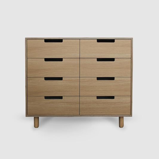 Boxed Oak 8 Drawer DU Doug Lowboy