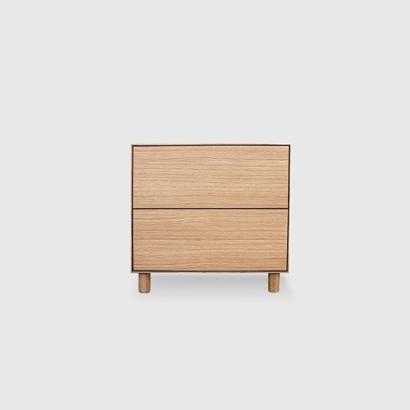 Slim 2 Drawer Wide Bedside - Oak