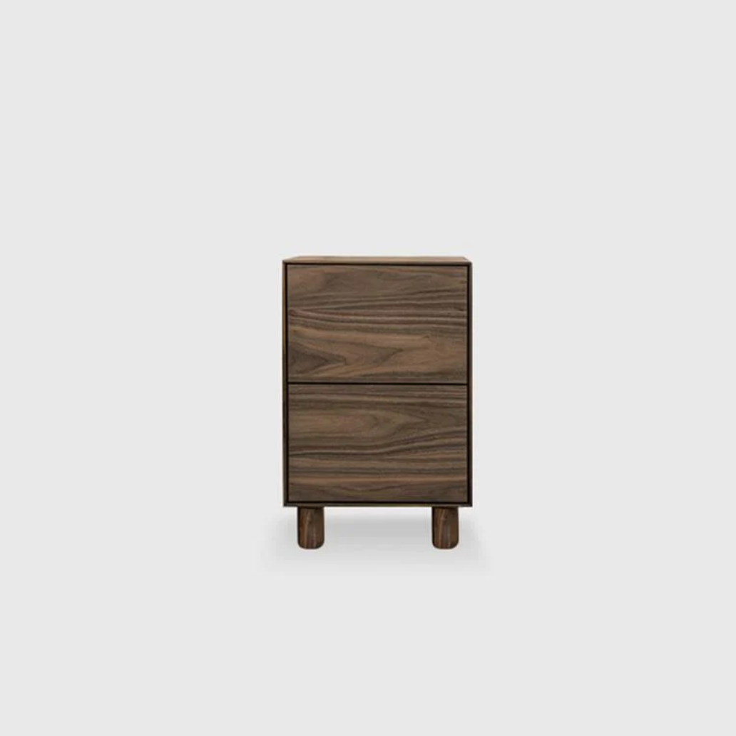 Slim 2 Drawer Bedside - Black Oak