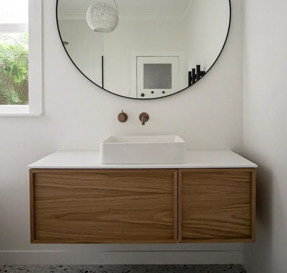 Corian Solid Surface Matt White 12mm Custom Vanity Top with Single Rectangular Bowl