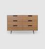 Boxed Oak 6 Drawer DU Retro Lowboy