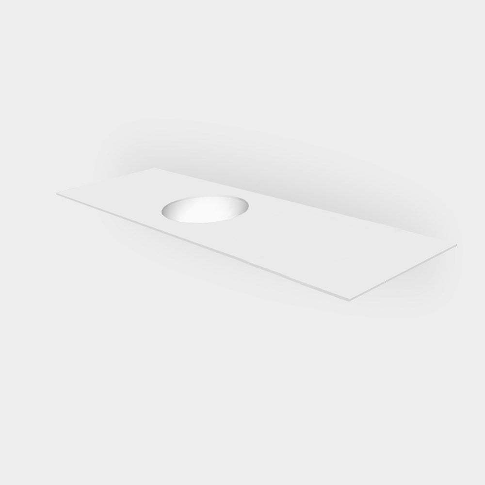 Corian Solid Surface Matt White 12mm Custom Vanity Top with Single Round Bowl
