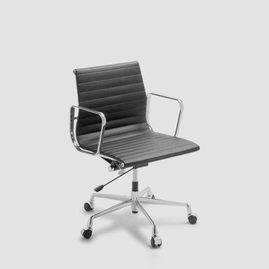 Eames Replica Chrome Black Leather Office Chair