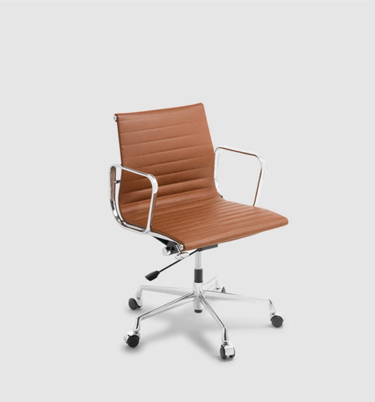 Eames Replica Chrome Tan Leather Office Chair