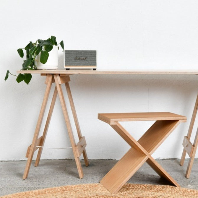 Trestle Desk - 1200mm Long - Oak Plywood