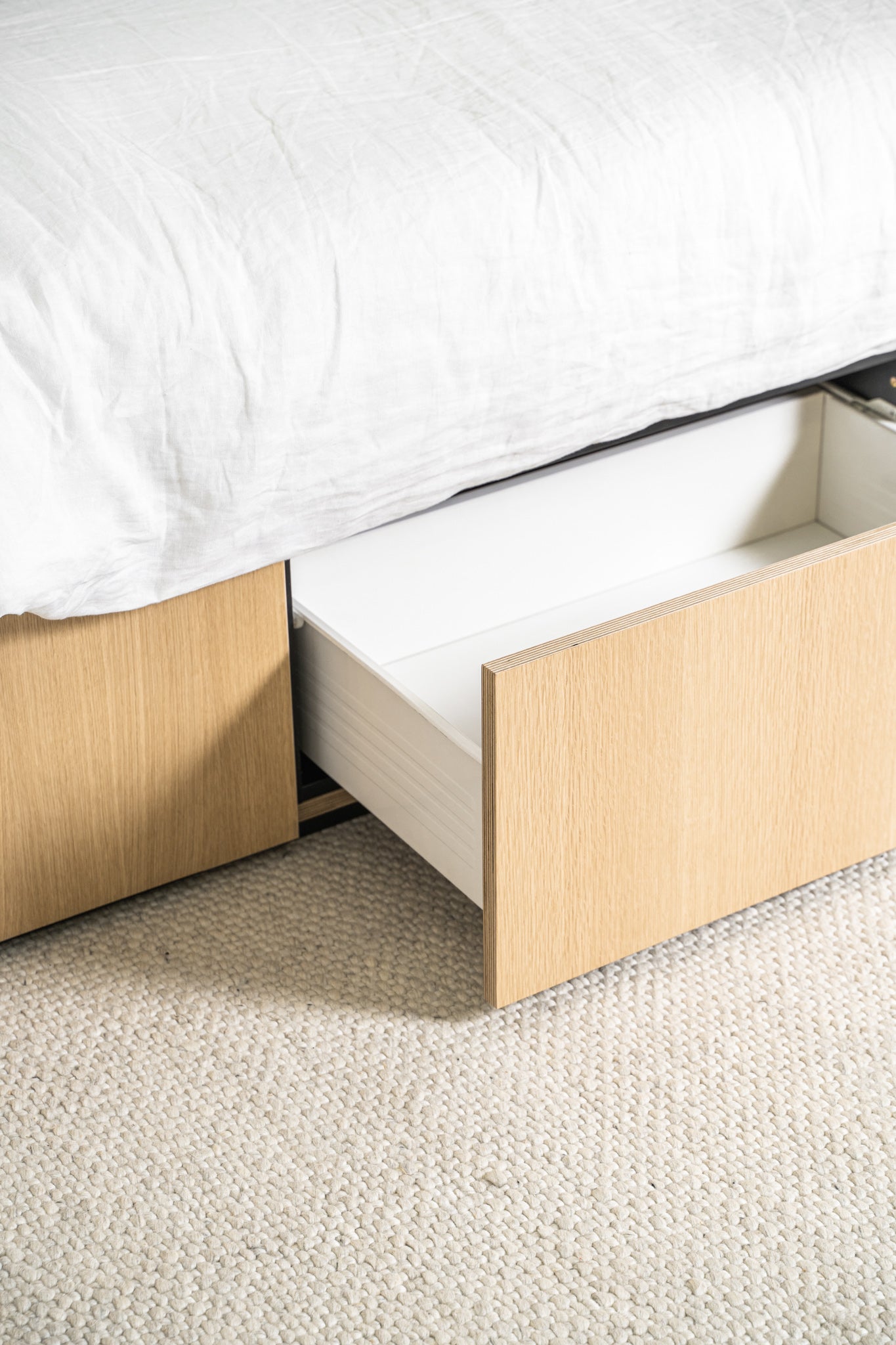 Slim 7 Drawer Bed Base with Headboard and Bedsides - Black Oak