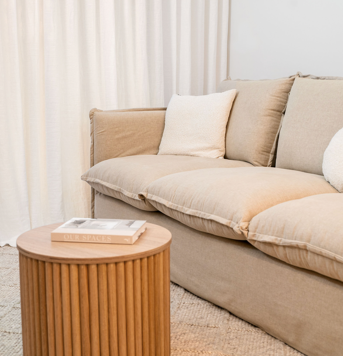 Byron Slip Cover Sofa - Ottoman - Chambray